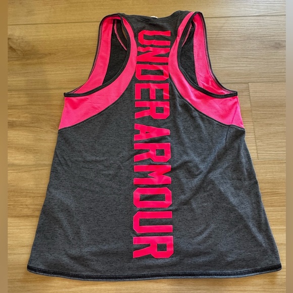 975. Under Armour Gray and Pink Kids Tank Top - Picture 1 of 5
